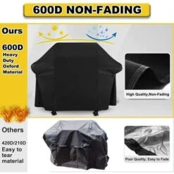 Housse Barbecue, Bache Barbecue Exterieur 100% Impermeable - Housse Pour Barbecue 600D Tissu Oxford Ne Se Décolore Pas Bâche Barbecue Housse Plancha Pour Weber Char Broil (152x124x75CM) -Jardin Calme Soldes Magasin 100109773 4