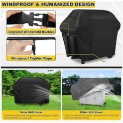 Housse Barbecue, Bache Barbecue Exterieur 100% Impermeable - Housse Pour Barbecue 600D Tissu Oxford Ne Se Décolore Pas Bâche Barbecue Housse Plancha Pour Weber Char Broil (152x124x75CM) -Jardin Calme Soldes Magasin 100109773 5