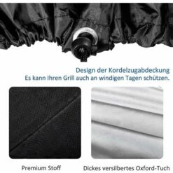 Housse De Gril En Tissu Oxford Cordon De Serrage De Barbecue étanche Pour Barbecue Pour Montage Au Sol,Housse De Protection Contre Les Intempéries Coupe-vent Pour Une Utilisation En Extérieur -Jardin Calme Soldes Magasin 100345539 3