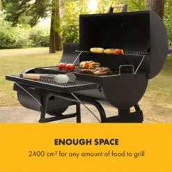 Klarstein Beef Brisket Smoker Gril - Gril Au Charbon De Bois/fumoir , Gril En Acier Inoxydable , Thermomètre Dans Le Couvercle , 2 Grandes Roues , Avec Couvercle , Noir -Jardin Calme Soldes Magasin 12991786 4