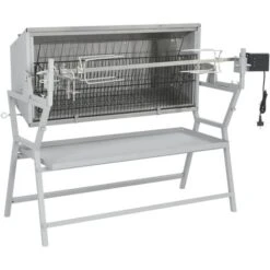 Broche à Rôtir De Barbecue Fer Et Acier Inoxydable VidaXL -Jardin Calme Soldes Magasin 1324797 4