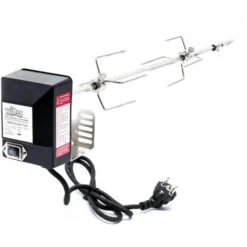 Tournebroche BBQ 70cm 230V En Acier Affiné 2 Fourches Incluses Broches Grillade Rôtisserie -Jardin Calme Soldes Magasin 13264274 2