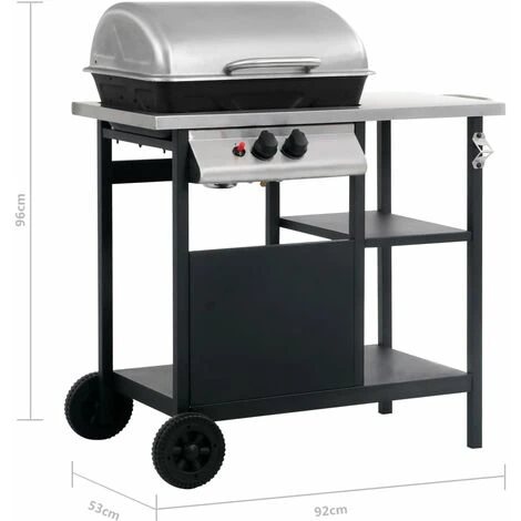 Barbecue à Gaz Avec Tablette à 3 Couches Noir Et Argenté VidaXL 5 Barbecue à Gaz Avec Tablette à 3 Couches Noir Et Argenté VidaXL – Image 3