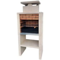 No Name Barbecue Fixe Pierre Reconstituée Et Brique Evora - Revêtement Inox