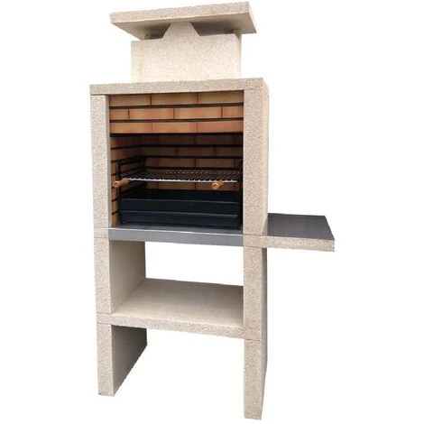 No Name Barbecue Pierre Et Brique Avec Cheminée + Tablette Tavira - Revêtement Inox 3 No Name Barbecue Pierre Et Brique Avec Cheminée + Tablette Tavira - Revêtement Inox