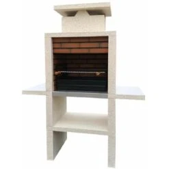 No Name Barbecue Fixe Pierre Et Brique Double Tablette Elvas - Revêtement Inox