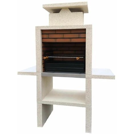 No Name Barbecue Fixe Pierre Et Brique Double Tablette Elvas - Revêtement Inox 3 No Name Barbecue Fixe Pierre Et Brique Double Tablette Elvas - Revêtement Inox