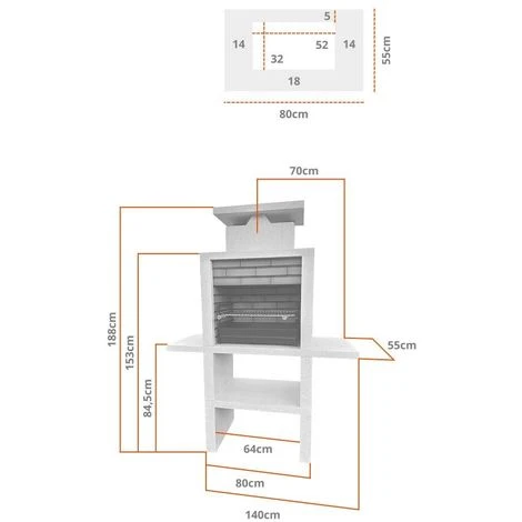 No Name Barbecue Fixe Pierre Et Brique Double Tablette Elvas - Revêtement Inox 4 No Name Barbecue Fixe Pierre Et Brique Double Tablette Elvas - Revêtement Inox – Image 2
