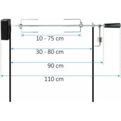 BBQ-Toro Broche De Grill Pour Feu De Camp 90 Cm 2 Aiguilles à Viande Et Moteur (batterie) -Jardin Calme Soldes Magasin 18087074 3
