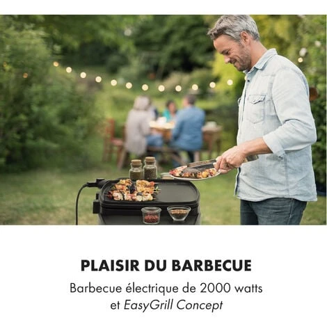 Gatsby Grill électrique 2000W Revêtement Antiadhésif - Beige & Noir 4 Gatsby Grill électrique 2000W Revêtement Antiadhésif - Beige & Noir – Image 2