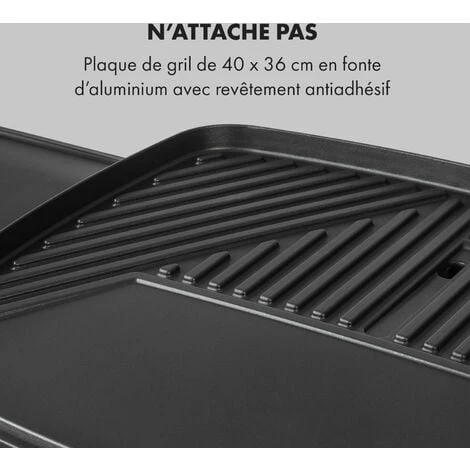 Gatsby Grill électrique 2000W Revêtement Antiadhésif - Beige & Noir 6 Gatsby Grill électrique 2000W Revêtement Antiadhésif - Beige & Noir – Image 4