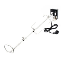Tournebroche BBQ 82cm 230V En Acier Affiné 2 Fourches Incluses Broches Grillade Rôtisserie -Jardin Calme Soldes Magasin 18161457 3