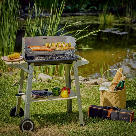 Deuba Barbecue Mobile Avec Grille Réglable Avec Roues Et Poignée 83 X 44 X 87 Cm Métal Et Bois BBQ, Grillades Cuisson 7 Deuba Barbecue Mobile Avec Grille Réglable Avec Roues Et Poignée 83 X 44 X 87 Cm Métal Et Bois BBQ, Grillades Cuisson – Image 5