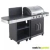 Barbecue Gaz - Grill Et Plancha - FIDGI 4 + Desserte - Cuisine D'extérieur - Cook'in Garden - Noir -Jardin Calme Soldes Magasin 18738739 1