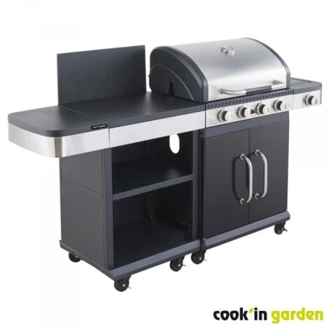 Barbecue Gaz - Grill Et Plancha - FIDGI 4 + Desserte - Cuisine D'extérieur - Cook'in Garden - Noir 3 Barbecue Gaz - Grill Et Plancha - FIDGI 4 + Desserte - Cuisine D'extérieur - Cook'in Garden - Noir