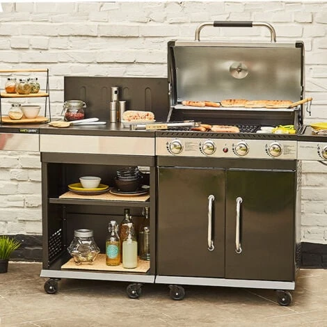 Barbecue Gaz - Grill Et Plancha - FIDGI 4 + Desserte - Cuisine D'extérieur - Cook'in Garden - Noir 6 Barbecue Gaz - Grill Et Plancha - FIDGI 4 + Desserte - Cuisine D'extérieur - Cook'in Garden - Noir – Image 4