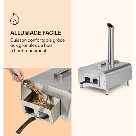 KLARSTEIN Diavolo - Four à Pizza, Allant Jusqu'à 430°C, Pierre à Pizza De 13, 33cm De Diamètre, Acier Inoxydable, Nettoyage Facile, Alimenté Au Pellet, Polyvalent, Facile à Transporter - Argent 6 KLARSTEIN Diavolo - Four à Pizza, Allant Jusqu'à 430°C, Pierre à Pizza De 13, 33cm De Diamètre, Acier Inoxydable, Nettoyage Facile, Alimenté Au Pellet, Polyvalent, Facile à Transporter - Argent – Image 4