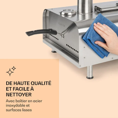 KLARSTEIN Diavolo - Four à Pizza, Allant Jusqu'à 430°C, Pierre à Pizza De 13, 33cm De Diamètre, Acier Inoxydable, Nettoyage Facile, Alimenté Au Pellet, Polyvalent, Facile à Transporter - Argent 7 KLARSTEIN Diavolo - Four à Pizza, Allant Jusqu'à 430°C, Pierre à Pizza De 13, 33cm De Diamètre, Acier Inoxydable, Nettoyage Facile, Alimenté Au Pellet, Polyvalent, Facile à Transporter - Argent – Image 5