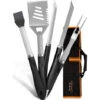Set 5 Ustensiles De Barbecue Pince Fourchette Spatule Pinceau Sac BBQ Acier Inox -Jardin Calme Soldes Magasin 23578523 1