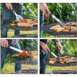Set 5 Ustensiles De Barbecue Pince Fourchette Spatule Pinceau Sac BBQ Acier Inox -Jardin Calme Soldes Magasin 23578523 2