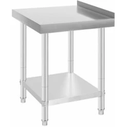 JEOBEST®Table De Travail Ou établi En Inox Avec Rebord De Protection. Table De Travail En Inox, Table De Travail Professionnelle Acier Inox Pieds Ajustable Avec Rebord Hygiénique