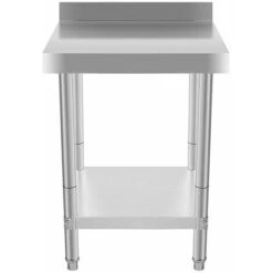 JEOBEST®Table De Travail Ou établi En Inox Avec Rebord De Protection. Table De Travail En Inox, Table De Travail Professionnelle Acier Inox Pieds Ajustable Avec Rebord Hygiénique -Jardin Calme Soldes Magasin 24407012 4