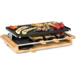 Tournedo Raclette 1200 W Fonte D'aluminium 8 Personnes Décor Bois