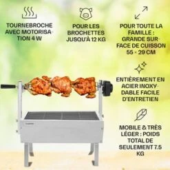 Klarstein Tourne Broche Electrique 2 En 1, Mechoui, Rotisserie Et Gril De Barbecue, Broche Cochon De Lait, Tourne Broche Barbecue Avec 2 Broches, Rotissoire, Mini Bbq Grill Barbecue Inox Sur Roues -Jardin Calme Soldes Magasin 27488207 2