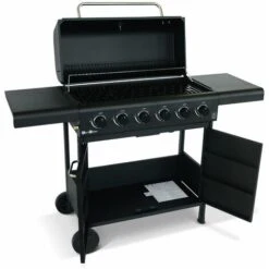 Barbecue BONACIEUX Noir Et Inox Au Gaz 6 Brûleurs Avec Rangement 2 Tablettes Rabattables 2 Roues PVC 10 Barbecue BONACIEUX Noir Et Inox Au Gaz 6 Brûleurs Avec Rangement 2 Tablettes Rabattables 2 Roues PVC -Jardin Calme Soldes Magasin 30391667 4