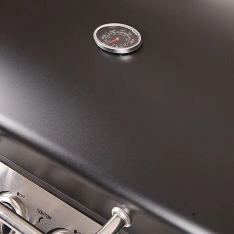 LOFOTEN - Barbecue Extérieur Au Gaz 3 Brûleurs - Puissance 8,4 KW - Capot De Fermeture Avec Thermomètre - 2 Grilles En Acier Chromé, 2 Etagères Latérales, 1 Plateau Bas - 2 Roues - Noir 7 LOFOTEN - Barbecue Extérieur Au Gaz 3 Brûleurs - Puissance 8,4 KW - Capot De Fermeture Avec Thermomètre - 2 Grilles En Acier Chromé, 2 Etagères Latérales, 1 Plateau Bas - 2 Roues - Noir – Image 5