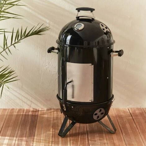 Barbecue Fumoir Au Charbon De Bois Ø44cm – Jacques – Smoker Premium Avec Aérateurs. Fumoir. Gril. Boite De Fumage. Noir 4 Barbecue Fumoir Au Charbon De Bois Ø44cm – Jacques – Smoker Premium Avec Aérateurs. Fumoir. Gril. Boite De Fumage. Noir – Image 2