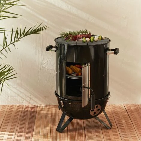 Barbecue Fumoir Au Charbon De Bois Ø44cm – Jacques – Smoker Premium Avec Aérateurs. Fumoir. Gril. Boite De Fumage. Noir 5 Barbecue Fumoir Au Charbon De Bois Ø44cm – Jacques – Smoker Premium Avec Aérateurs. Fumoir. Gril. Boite De Fumage. Noir – Image 3