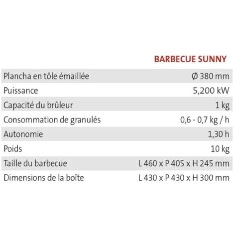 Barbecue - Plancha à Granulés Sunny 5KW - Rouge 7 Barbecue - Plancha à Granulés Sunny 5KW - Rouge – Image 5