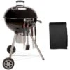 Barbecue PREMIUM Charbon De Bois Ø57cm. Charles + Accessoires - Noir émaillé. Avec Grille Amovible. Aérateurs. Fumoir. Récupérateur De Cendres. Housse. Rack Et Ustensiles + Souffleur Offert -Jardin Calme Soldes Magasin 33837731 1