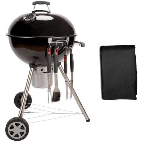 Barbecue PREMIUM Charbon De Bois Ø57cm. Charles + Accessoires - Noir émaillé. Avec Grille Amovible. Aérateurs. Fumoir. Récupérateur De Cendres. Housse. Rack Et Ustensiles + Souffleur Offert 3 Barbecue PREMIUM Charbon De Bois Ø57cm. Charles + Accessoires - Noir émaillé. Avec Grille Amovible. Aérateurs. Fumoir. Récupérateur De Cendres. Housse. Rack Et Ustensiles + Souffleur Offert