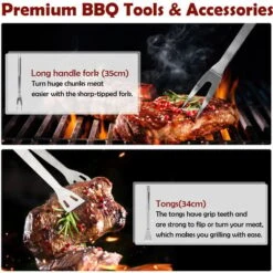 Lot D'Ustensiles Pour Barbecue, Set D'Ustensiles Bbq Pour Grillades - Matériau: Alliage En Aluminium - Matériel De L'étui: Alliage D'aluminium - Mallette En Aluminium, 3 Ustensiles En Acier Inoxydable -Jardin Calme Soldes Magasin 35074710 3