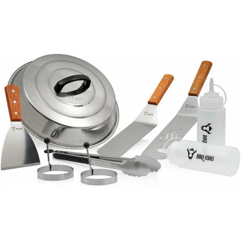 BBQ-Toro Set D'accessoires Pour Plancha De Barbecue En Acier Inoxydable (9 Pièces) Ensemble Pour Plancha De Barbecue Avec Cloche Chauffante, Spatule, Pince à Barbecue, Flacons, Formes D'oeufs Outils 3 BBQ-Toro Set D'accessoires Pour Plancha De Barbecue En Acier Inoxydable (9 Pièces) Ensemble Pour Plancha De Barbecue Avec Cloche Chauffante, Spatule, Pince à Barbecue, Flacons, Formes D'oeufs Outils