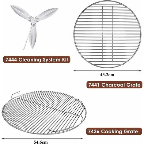 GFTIME Ø 54,6CM Grille De Cuisson, Ø 43CM Grille à Charbon Et Système De Nettoyage Pour Grils à Charbon Weber Ø 57CM One-Touch Silver, Bar-B-Kettle, Master-Touch, One-Touch, Pièces De Rechange Pour Gr 4 GFTIME Ø 54,6CM Grille De Cuisson, Ø 43CM Grille à Charbon Et Système De Nettoyage Pour Grils à Charbon Weber Ø 57CM One-Touch Silver, Bar-B-Kettle, Master-Touch, One-Touch, Pièces De Rechange Pour Gr – Image 2