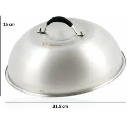 BBQ-Toro Cloche De Chauffage En Acier Inoxydable Avec Poids De Viande En Fonte Ø 31,5 Cm -Jardin Calme Soldes Magasin 44796999 3