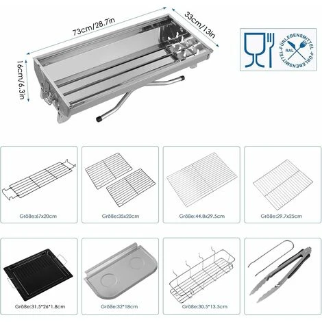 Barbecue à Charbon Femor, Barbecue Pliant Portable, BBQ De Table En Acier Inoxydable, Pour Barbecue De Jardin, Extérieur Camping Et Pique Nique, AVCE Poêle à Frire Antiadhésive (pour 5-10 Personnes) 6 Barbecue à Charbon Femor, Barbecue Pliant Portable, BBQ De Table En Acier Inoxydable, Pour Barbecue De Jardin, Extérieur Camping Et Pique Nique, AVCE Poêle à Frire Antiadhésive (pour 5-10 Personnes) – Image 4