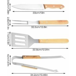 Ustensiles Barbecue,4 Pcs Ensemble Doutils De Barbecue En Acier Inoxydable Accessoires Barbecue,Kit Doutils De Barbecue Avec Poignée En Bois Et étui De Transport,Cadeau Pour Homme GrooFoo -Jardin Calme Soldes Magasin 46718936 2