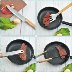 Ustensiles Barbecue,4 Pcs Ensemble Doutils De Barbecue En Acier Inoxydable Accessoires Barbecue,Kit Doutils De Barbecue Avec Poignée En Bois Et étui De Transport,Cadeau Pour Homme GrooFoo -Jardin Calme Soldes Magasin 46718936 4