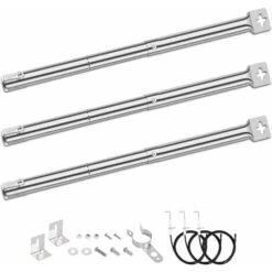 GFTIME 31 à 44,5CM Universal Réglable Tube De Brûleur Accessoires Pour Char-Broil, Campingaz, Blooma, Brinkmann, FirePlus, Fire Mountain, CosmoGrill, Tube Brûleur En Acier Inoxydable Pièce De Rechange, 3 En Pack