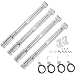 GFTIME 31 à 42CM Brûleur De Tube En Acier Inoxydable Réglable Pour Char-Broil, Tepro 3562, Enders, Landmann 12739, Barbecook Vanille, Blooma Universal Barbecue Brûleur Accessoires De Gril à Gaz, Lot De 4