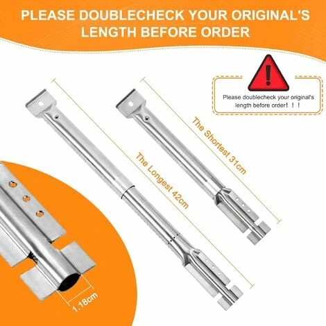 GFTIME 31 à 42CM Brûleur De Tube En Acier Inoxydable Réglable Pour Char-Broil, Tepro 3562, Enders, Landmann 12739, Barbecook Vanille, Blooma Universal Barbecue Brûleur Accessoires De Gril à Gaz, Lot De 4 4 GFTIME 31 à 42CM Brûleur De Tube En Acier Inoxydable Réglable Pour Char-Broil, Tepro 3562, Enders, Landmann 12739, Barbecook Vanille, Blooma Universal Barbecue Brûleur Accessoires De Gril à Gaz, Lot De 4 – Image 2