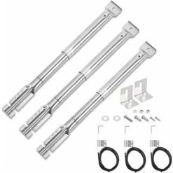 GFTIME 31 à 42CM Brûleur Tubulaire Universel De Rechange Réglable En Acier Inoxydable, S'adapte à La Plupart Des Grilles De Barbecue à Gaz, 3 En Pack