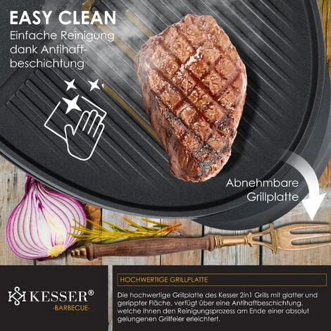 KESSER® Gril électrique Gril De Table 2 en 1 Barbecue Sur Gril Avec Couvercle Et Pieds 2400 watts Maximum Pliable Thermomètre Revêtement Antiadhésif Plaque Pour Grillade Table De Rangement 2 4 KESSER® Gril électrique Gril De Table 2 en 1 Barbecue Sur Gril Avec Couvercle Et Pieds 2400 watts Maximum Pliable Thermomètre Revêtement Antiadhésif Plaque Pour Grillade Table De Rangement 2 – Image 2