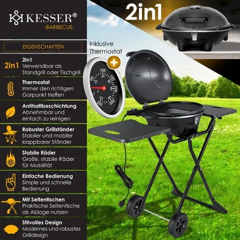 KESSER® Gril électrique Gril De Table 2 en 1 Barbecue Sur Gril Avec Couvercle Et Pieds 2400 watts Maximum Pliable Thermomètre Revêtement Antiadhésif Plaque Pour Grillade Table De Rangement 2 5 KESSER® Gril électrique Gril De Table 2 en 1 Barbecue Sur Gril Avec Couvercle Et Pieds 2400 watts Maximum Pliable Thermomètre Revêtement Antiadhésif Plaque Pour Grillade Table De Rangement 2 – Image 3