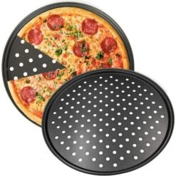 2 Pièces Plaques Rondes De Pizza, Plateau à Pizza, Revêtement Anti-adhérent Assiettes À Pizza, Plateaux à Pizza Perforés Pour Four, Plateau à Légumes Croustillants De 12,5 Pouces