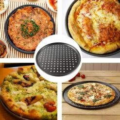 2 Pièces Plaques Rondes De Pizza, Plateau à Pizza, Revêtement Anti-adhérent Assiettes À Pizza, Plateaux à Pizza Perforés Pour Four, Plateau à Légumes Croustillants De 12,5 Pouces -Jardin Calme Soldes Magasin 52164628 5